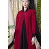 Collared Casual abaya - Red-Black color